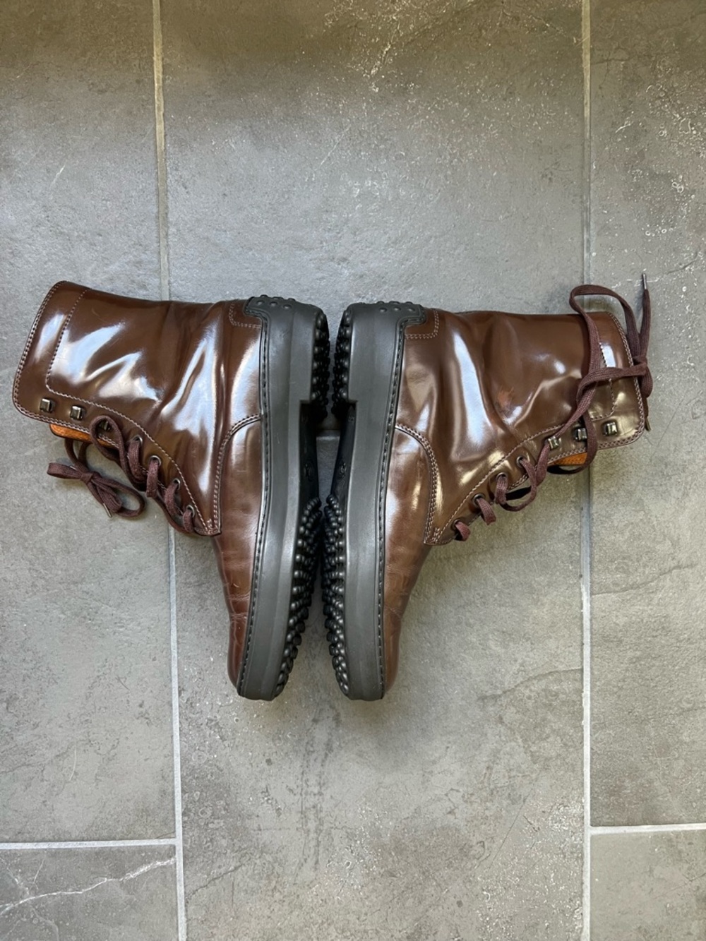 Tod’s Vibram - Women’s Brown Leather Lace-Up Boots